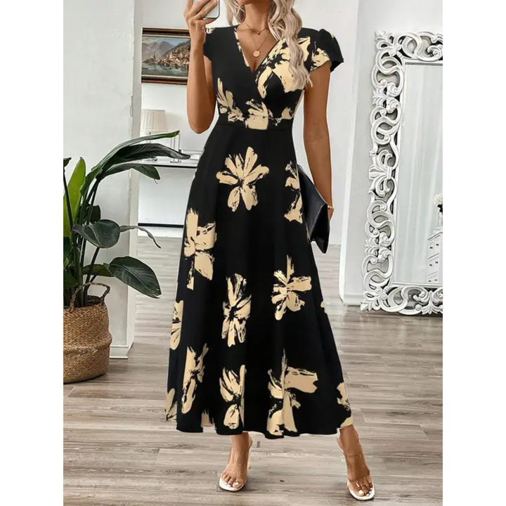 Zoella™ | Elegante summer met print short sleeve maxi jurk