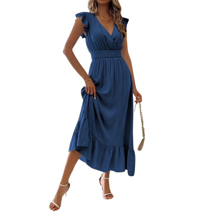Catalina™ | Elegante shirred v neck maxi jurk