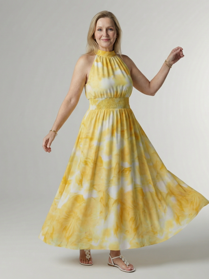 Sylin | Gathered halter midi jurk