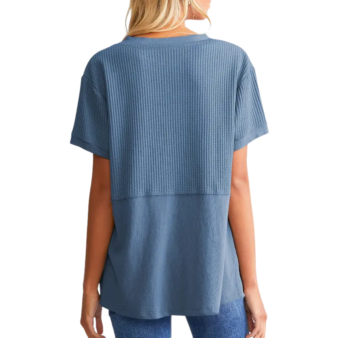 Gracie™ | Cozy waffle knit top met V-hals