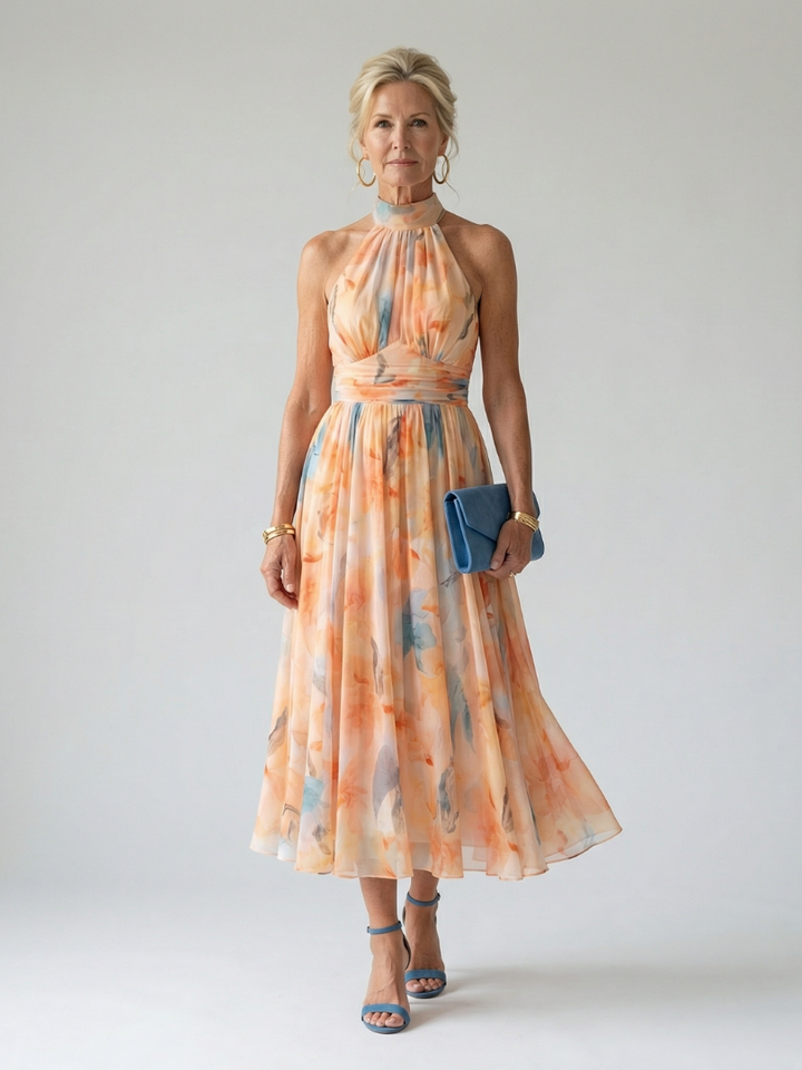 Elin | Zachte halter midi jurk