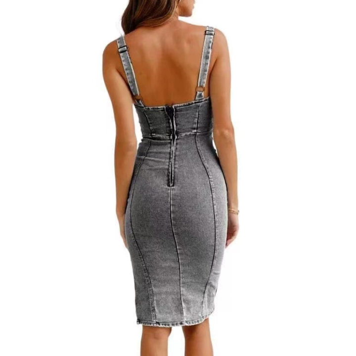 Roxy™ | Distressed denim midi jurk