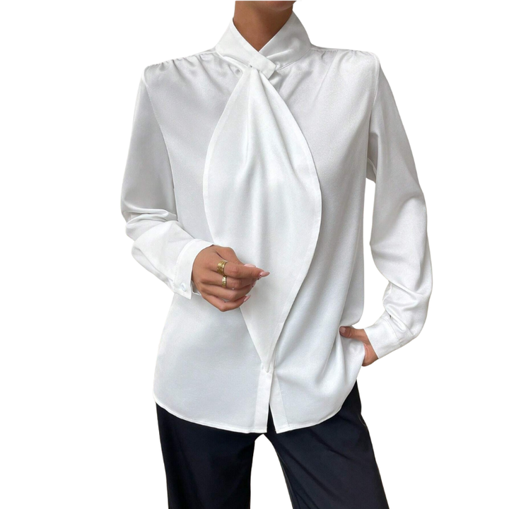 Janela™ | Sophisticated lange mouwen high neck blouse