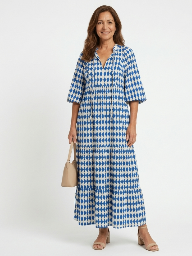 Sara | Diamond print maxi jurk