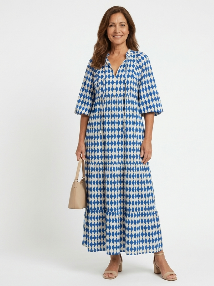 Sara | Diamond print maxi jurk