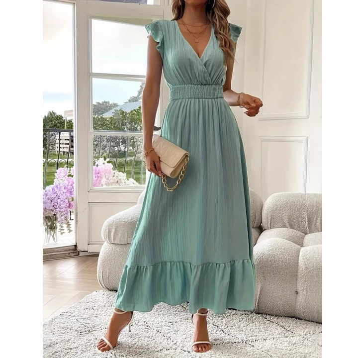 Avaleri™ | Elegante shirred V-hals summer maxi jurk