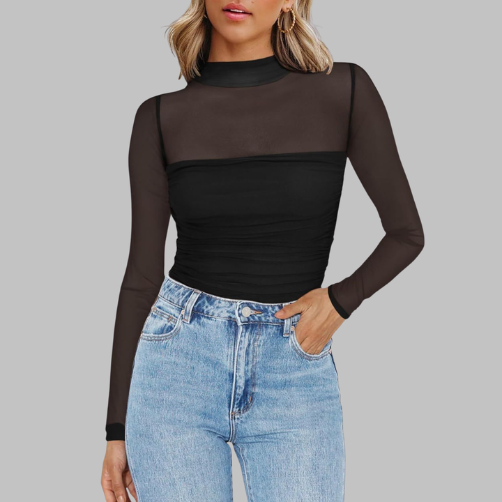 Vega™ | Chique sheer mesh see-through lange mouwen top