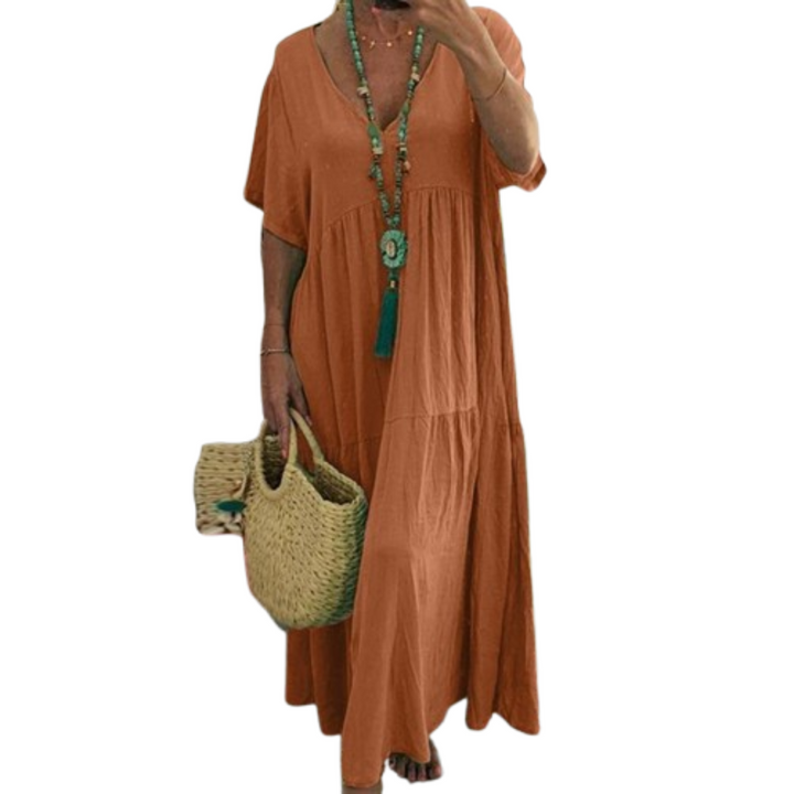 Viviani™ | Comfy V-hals casual ruffle boho jurk