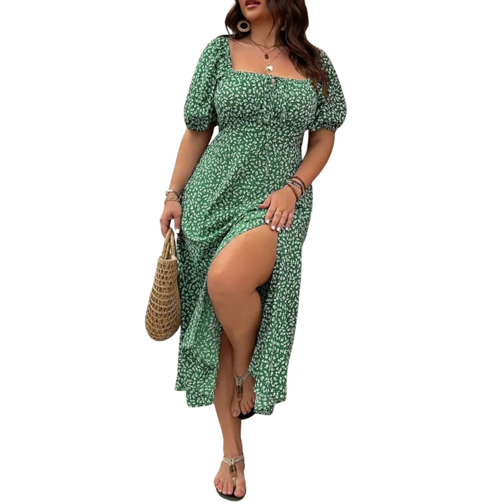 Serene™ | Elegante plus size tie front bloemenjurk