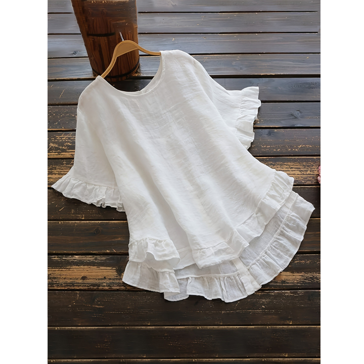 Evita™ | Simple plus size ruffle hem summer blouse