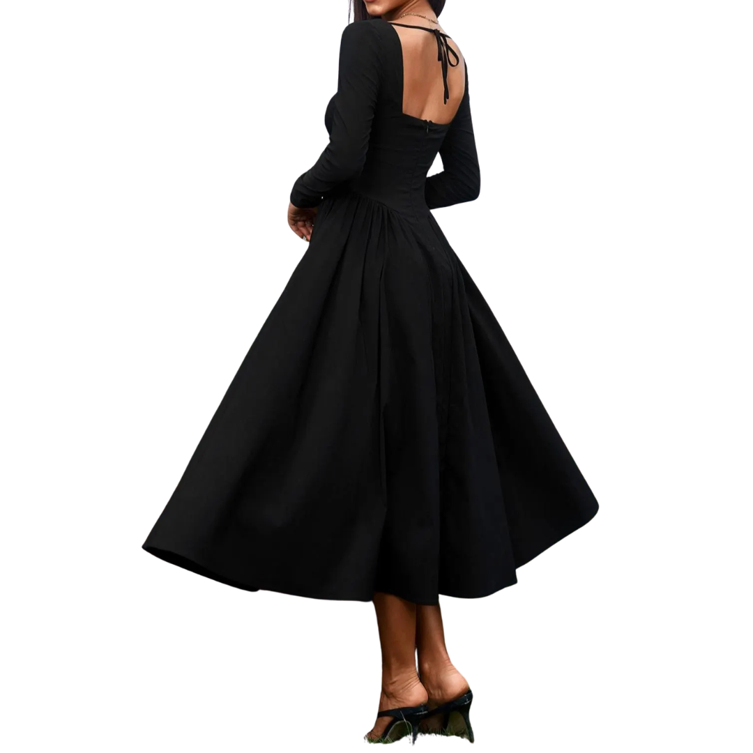 Nicolette™ | Sexy open-back pleated midi jurk