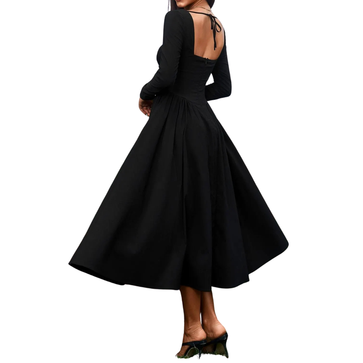 Nicolette™ | Sexy open-back pleated midi jurk