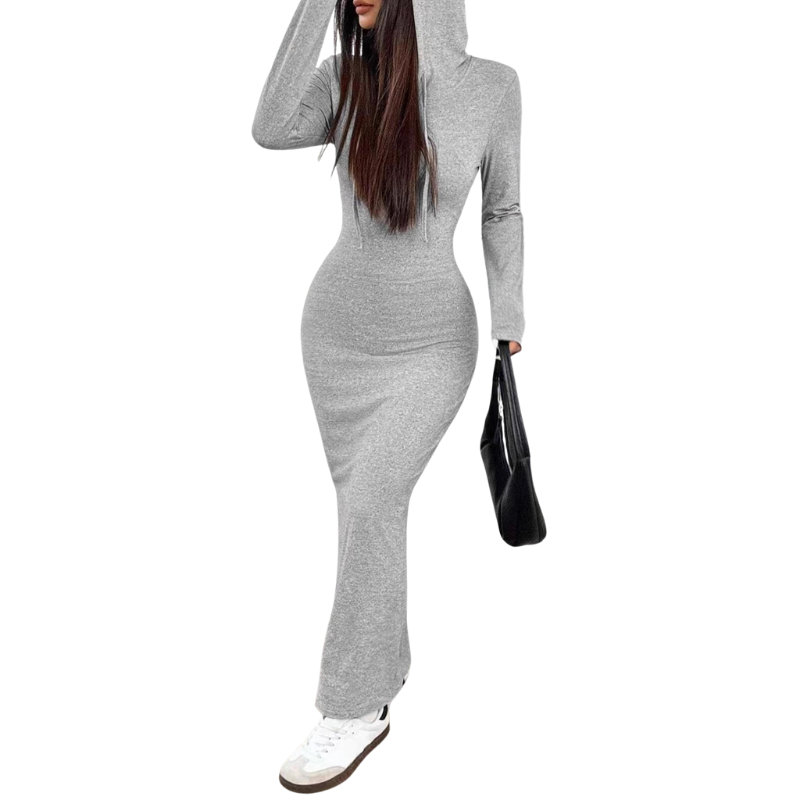 Lucy™ | Casual hooded drawstring slim fit jurk