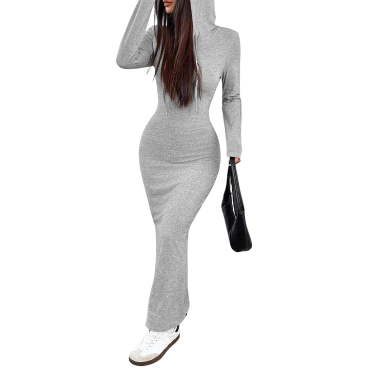 Lucy™ | Casual hooded drawstring slim fit jurk