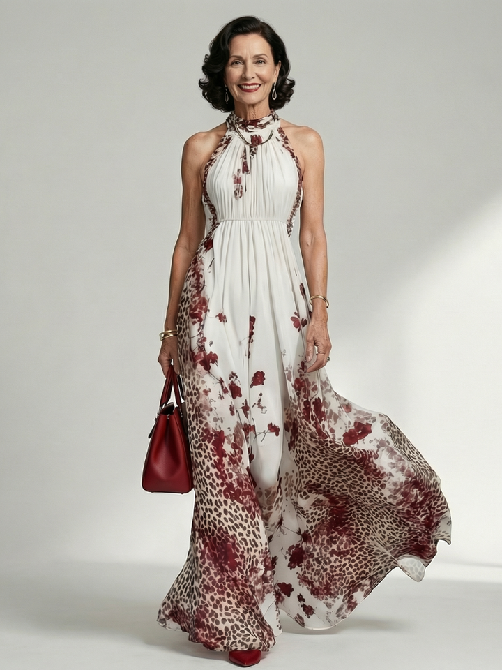 Orlune | Pleated white maxi jurk