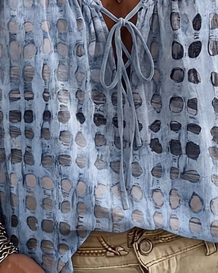 Blouse À Pois Avec Lacets
