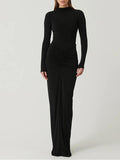 Betty™ | Classy ruched lange mouwen mock bodycon maxi jurk