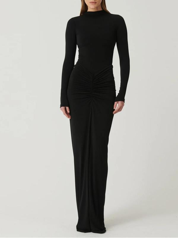 Betty™ | Classy ruched lange mouwen mock bodycon maxi jurk
