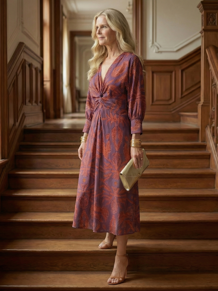 Lune | Natural wrap midi jurk