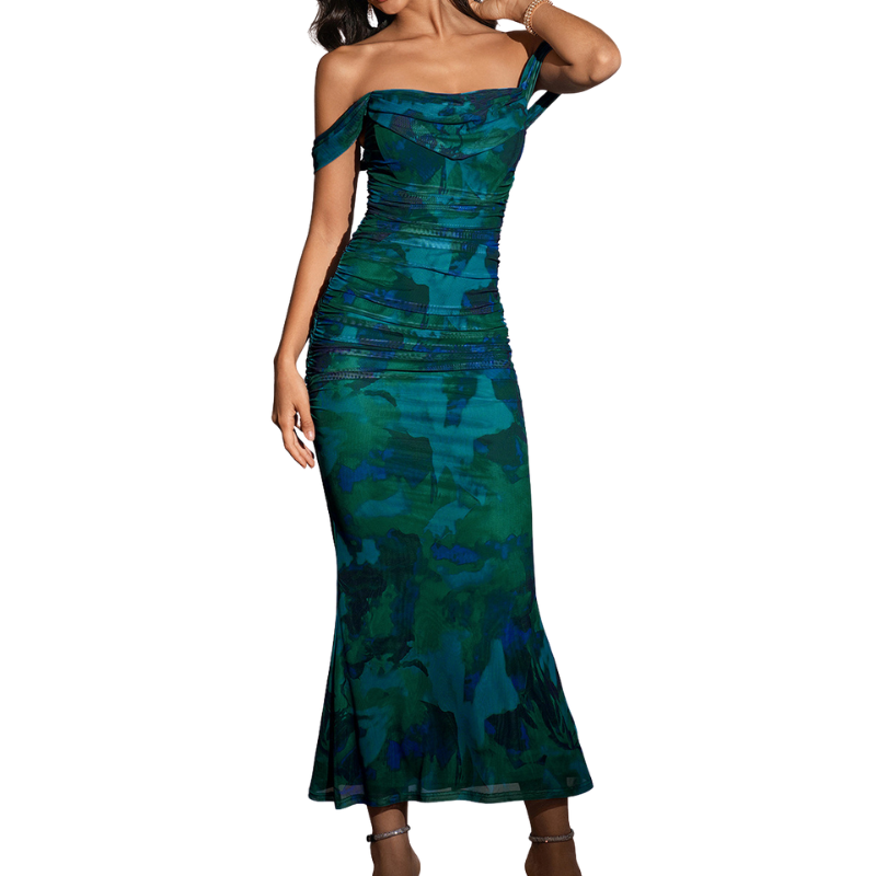 Primrose™ | Stijlvolle one-shoulder corset mesh jurk