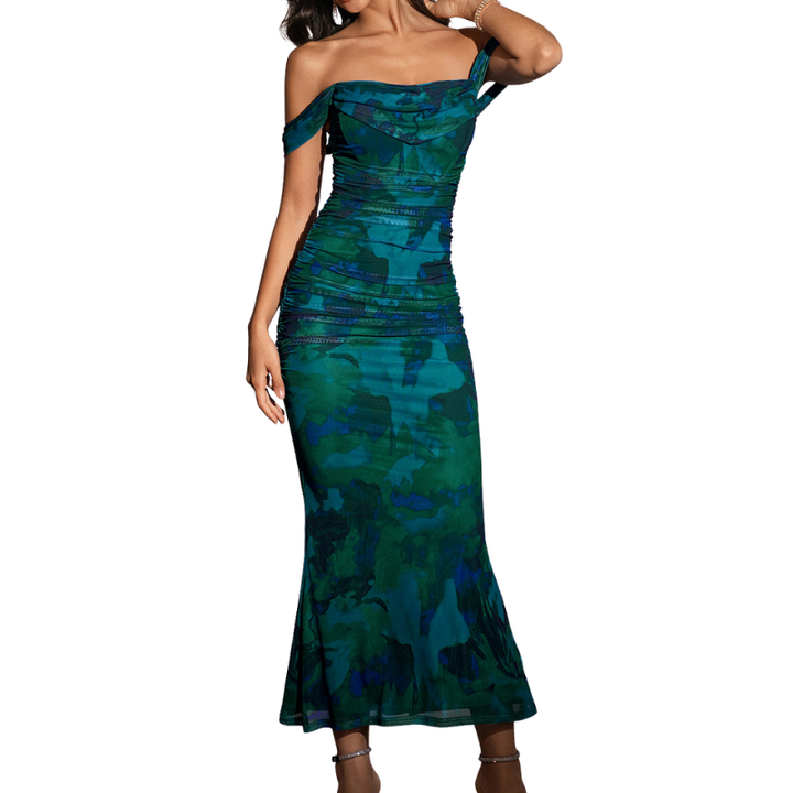 Primrose™ | Stijlvolle one-shoulder corset mesh jurk