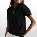 Leny™ | Relaxte fit short sleeve ronde hals knit top