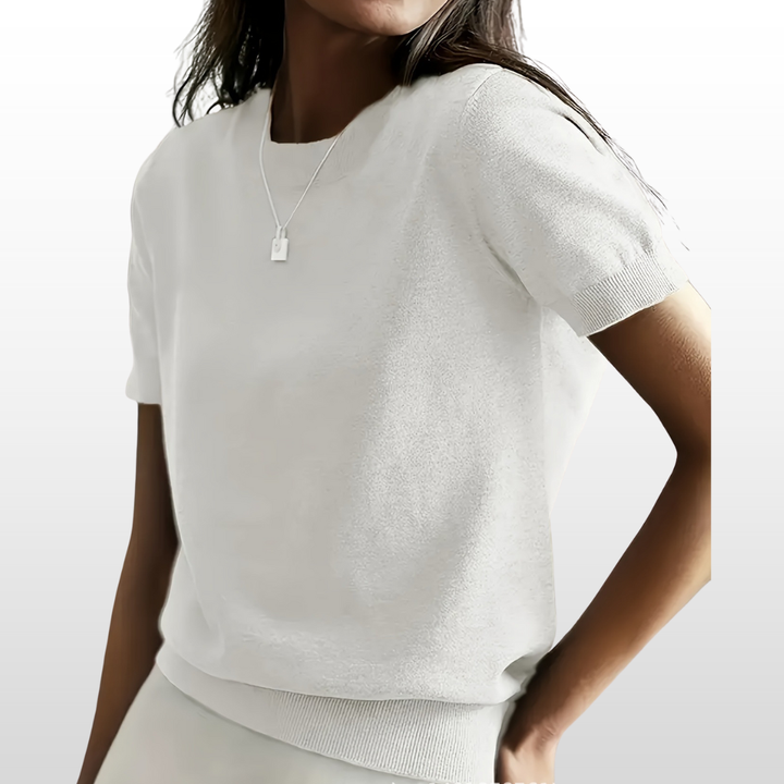 Leny™ | Relaxte fit short sleeve ronde hals knit top