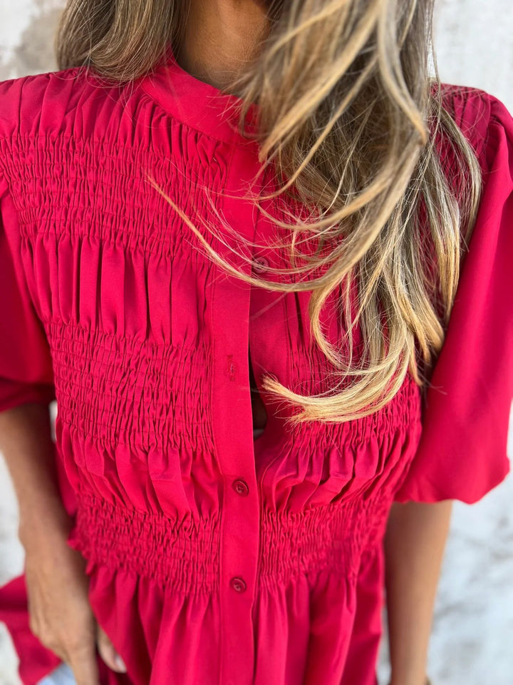 Eliza™ | Pleated button-up blouse