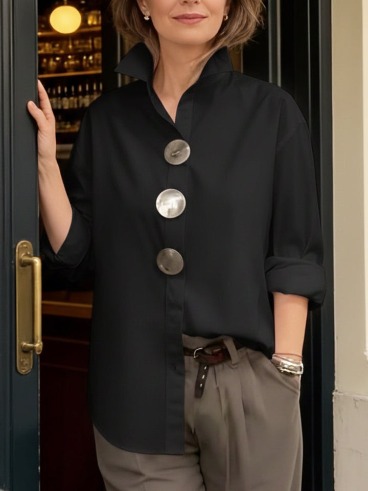Ava | Stand collar button blouse