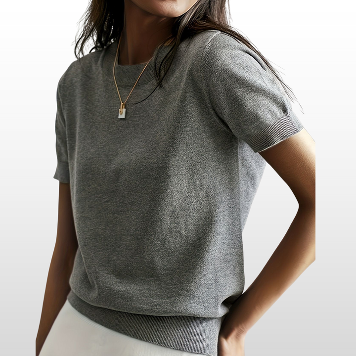 Leny™ | Relaxte fit short sleeve ronde hals knit top
