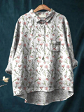 Ruby | Pink spring bloemen repeat pattern met print dames casual shirt