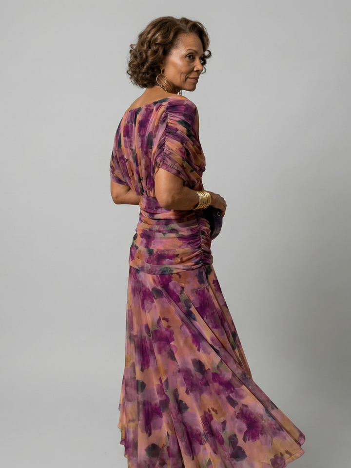 Calen | Off shoulder flow midi jurk