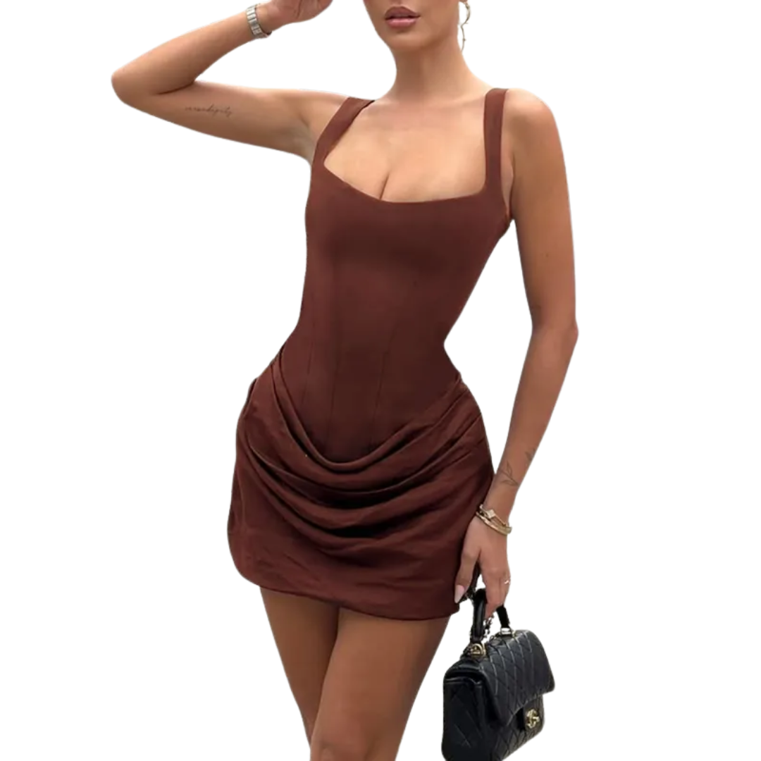 Maribeth™ | Sexy ruched drawstring corset mini jurk