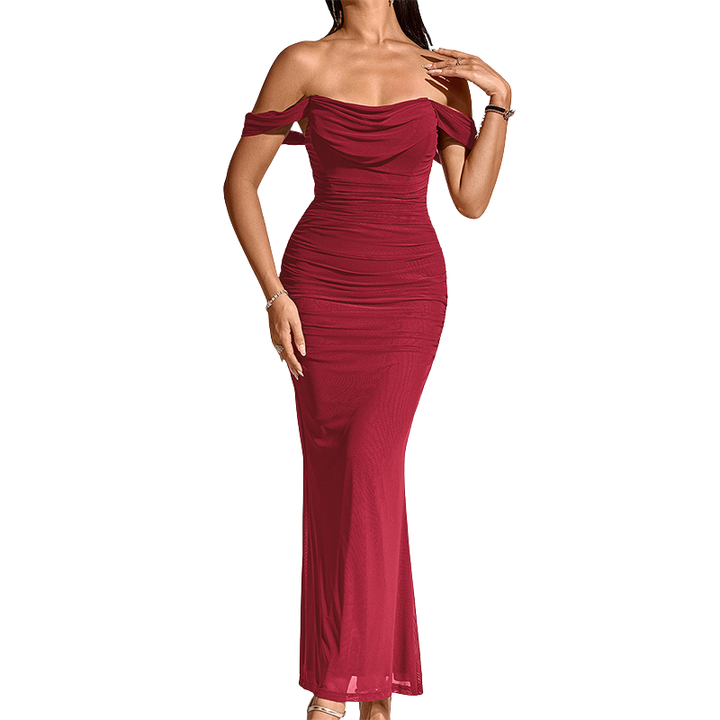 Primrose™ | Stijlvolle one-shoulder corset mesh jurk