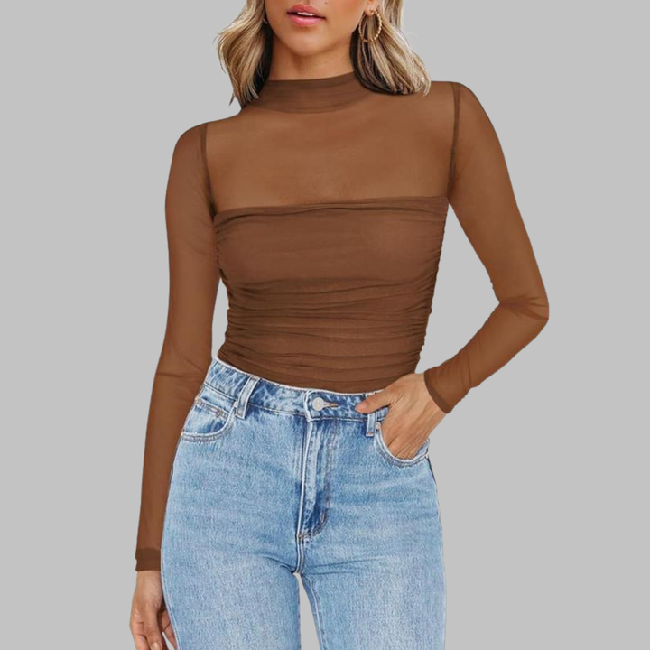 Vega™ | Chique sheer mesh see-through lange mouwen top