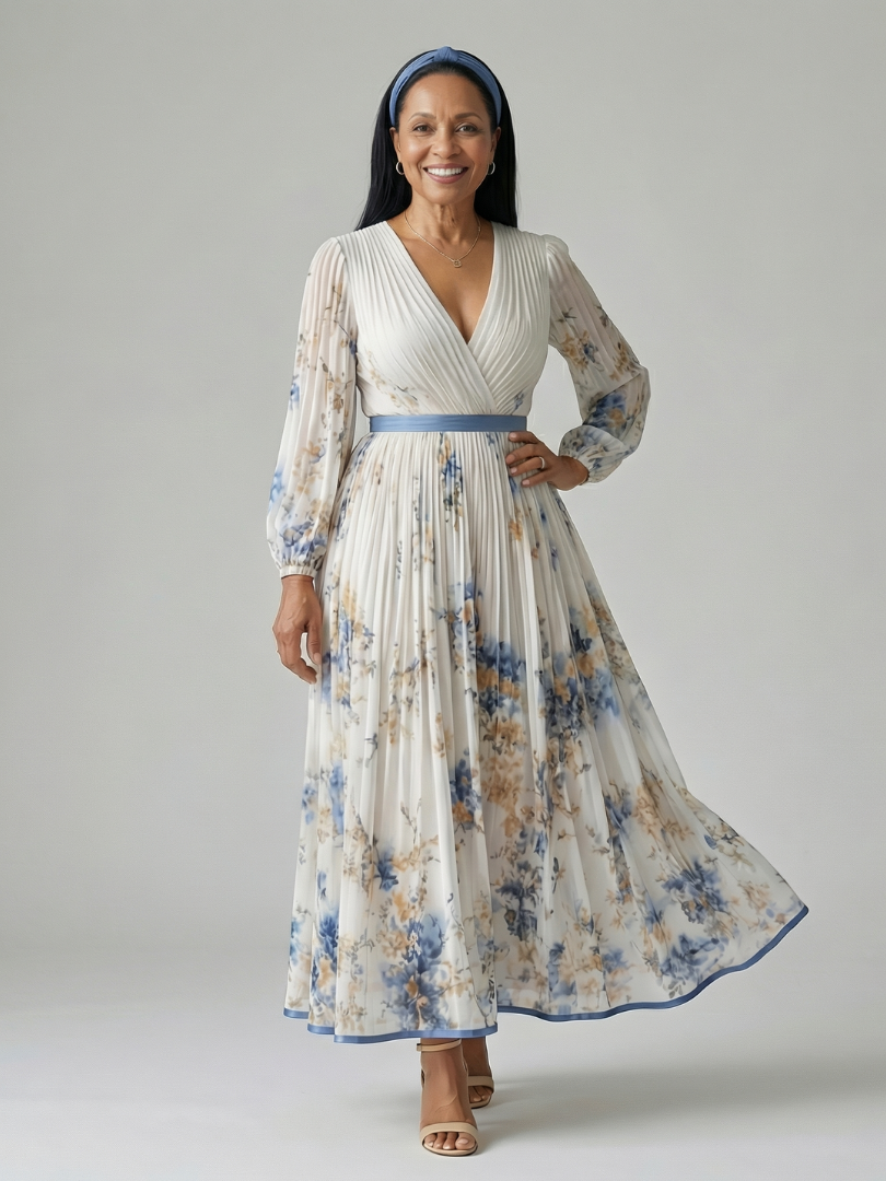 Rielle | Pleated wrap midi jurk