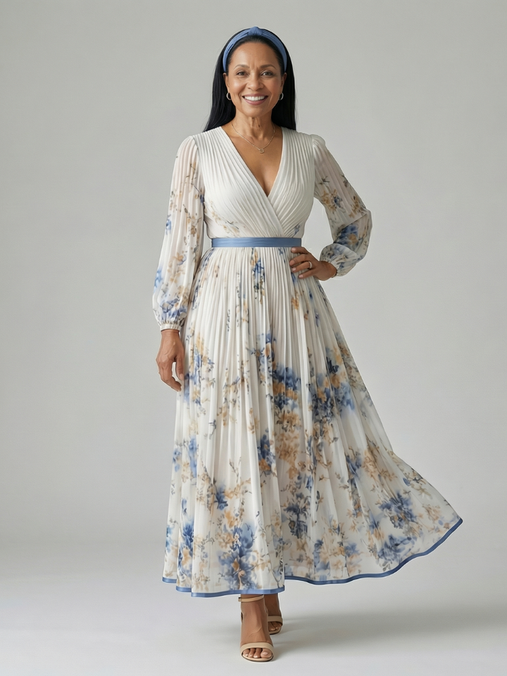 Rielle | Pleated wrap midi jurk