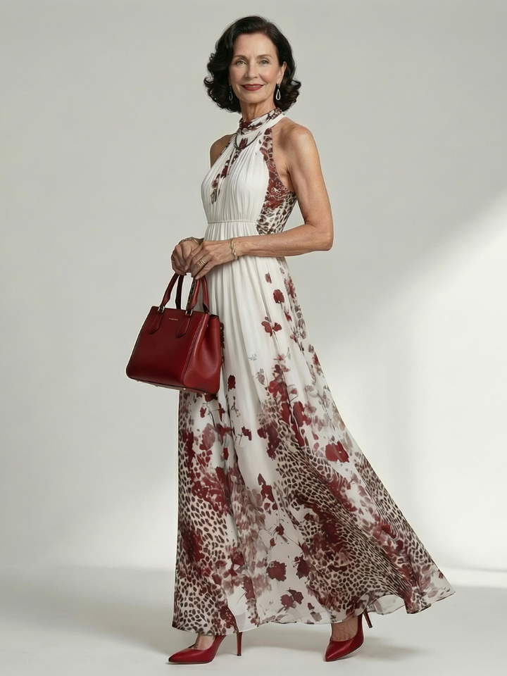 Orlune | Pleated white maxi jurk
