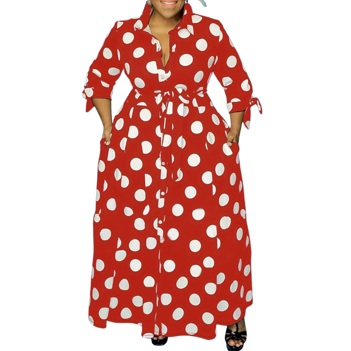 Marie™ | Stijlvolle polka dot shirtjurk met riem