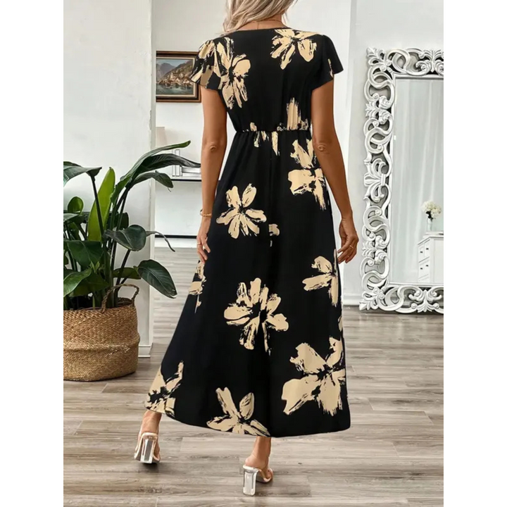 Zoella™ | Elegante summer met print short sleeve maxi jurk