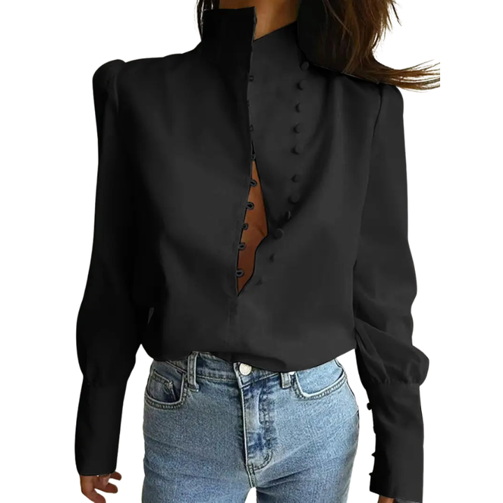Roxie™ | Elegante lange mouwen stand collar shirt