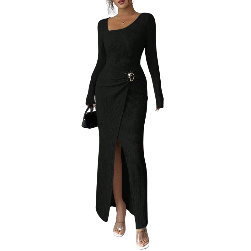 Monica™ | Stijlvolle effen kleur twisted long jurk