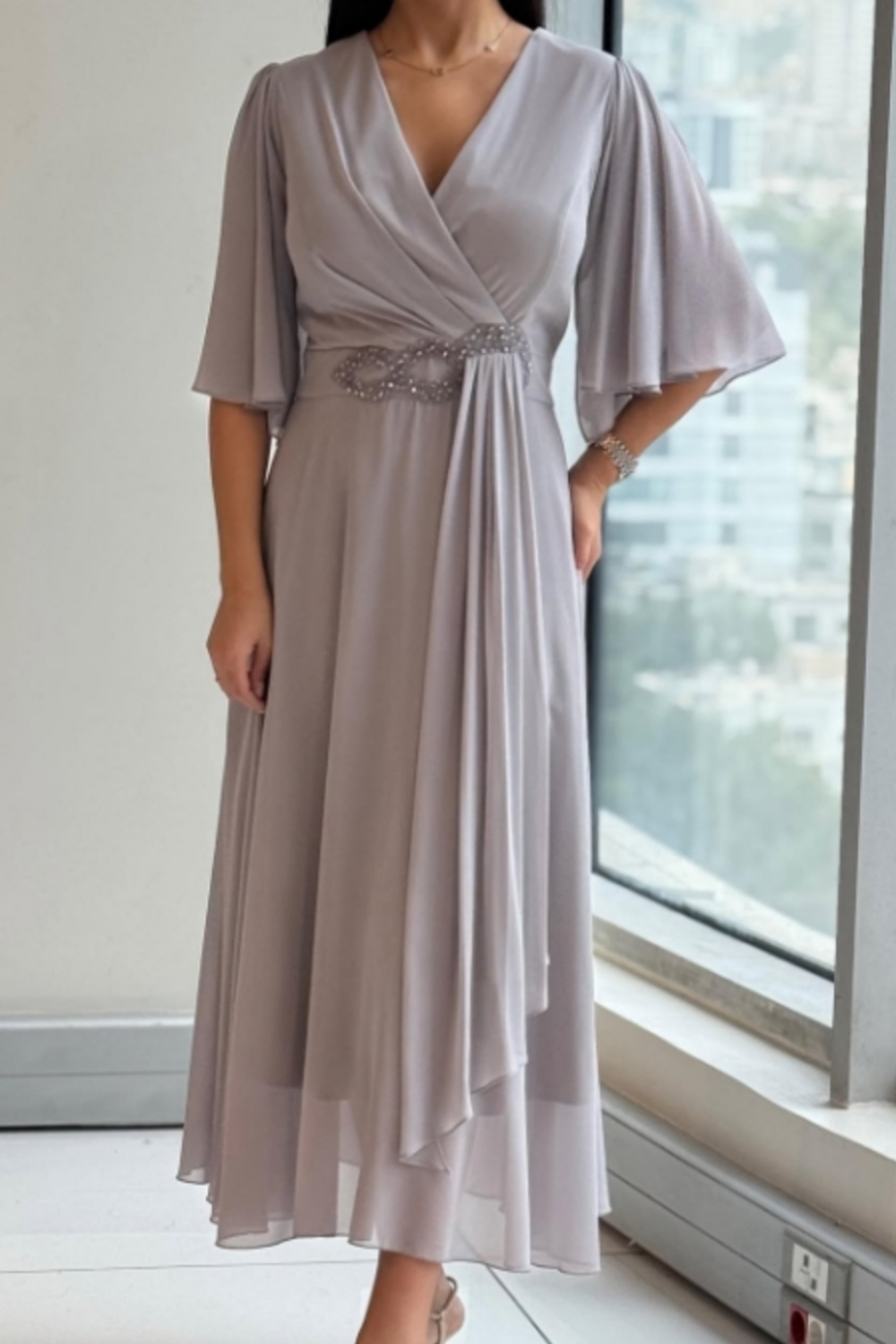 Lioraine | Elegante soepel vallende midi jurk