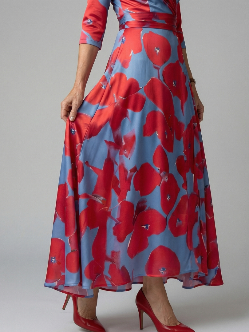 Celine | Cross wrap neck midi jurk