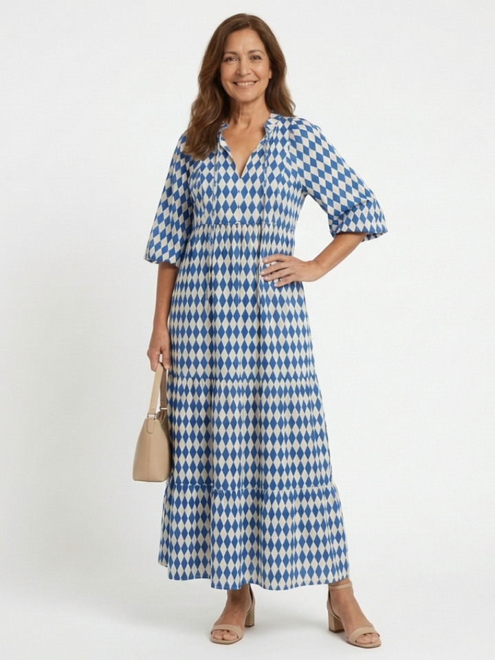Sara | Diamond print maxi jurk
