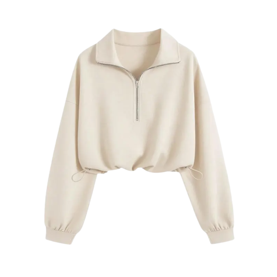Isolene™ | Comfortabele half-zip drawstring cropped sweatshirt