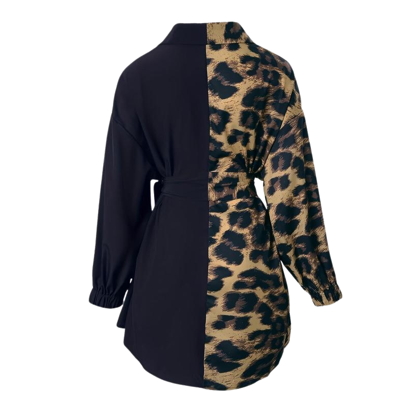 Jodi™ | Elegante asymmetrical leopard split shirtjurk