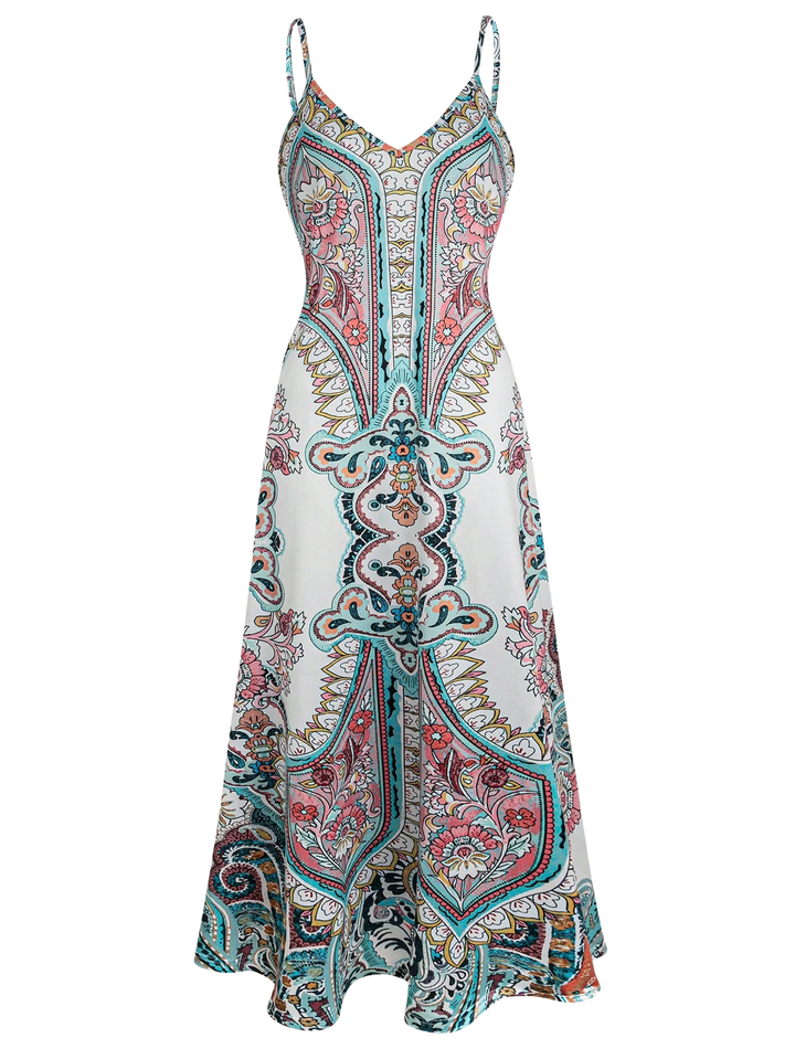Ottilie™ | Boho bloemen print zonder mouwen jurk