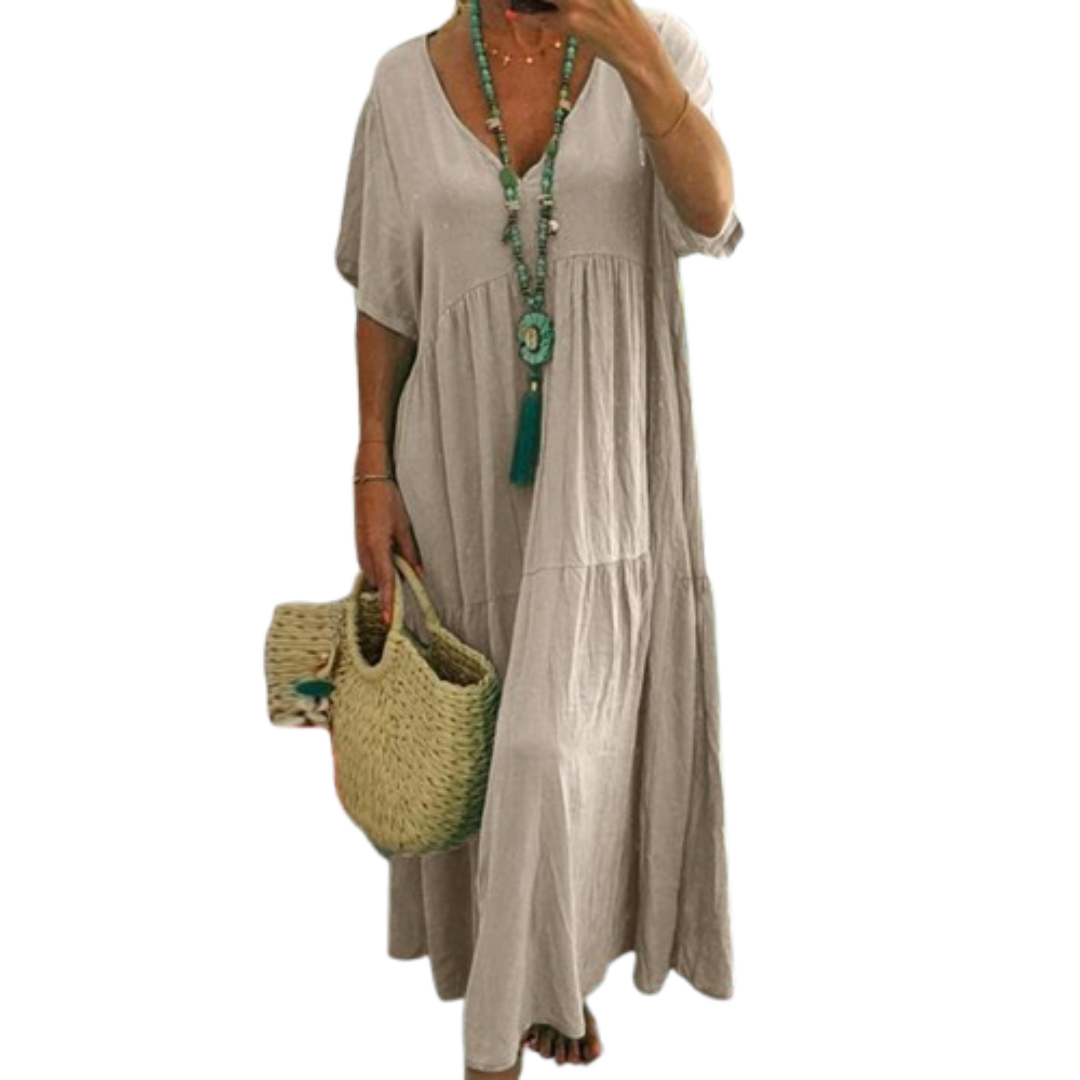 Viviani™ | Comfy V-hals casual ruffle boho jurk