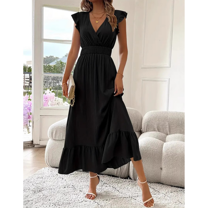 Avaleri™ | Elegante shirred V-hals summer maxi jurk